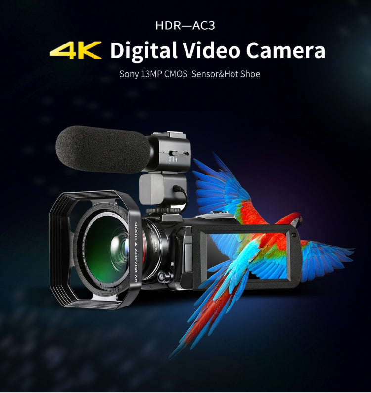ORDRO AC3 3.1 inch IPS Screen 4K Full HD 13MP Night Vision WiFi Live Camcorder DV Digital Camera,...