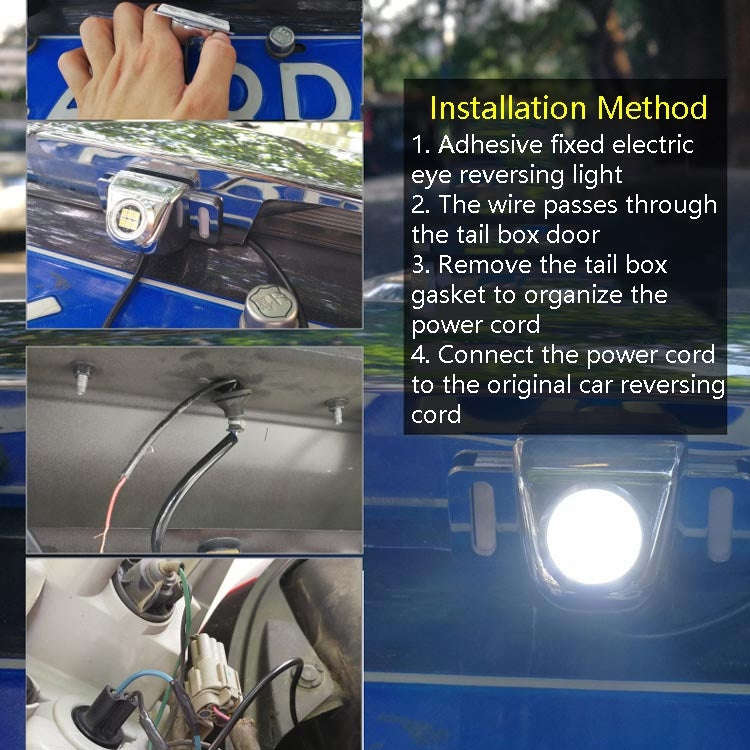 Car LED Electric Eye Reversing Light External Bulb Modified License Plate Auxiliary Light, Black,...