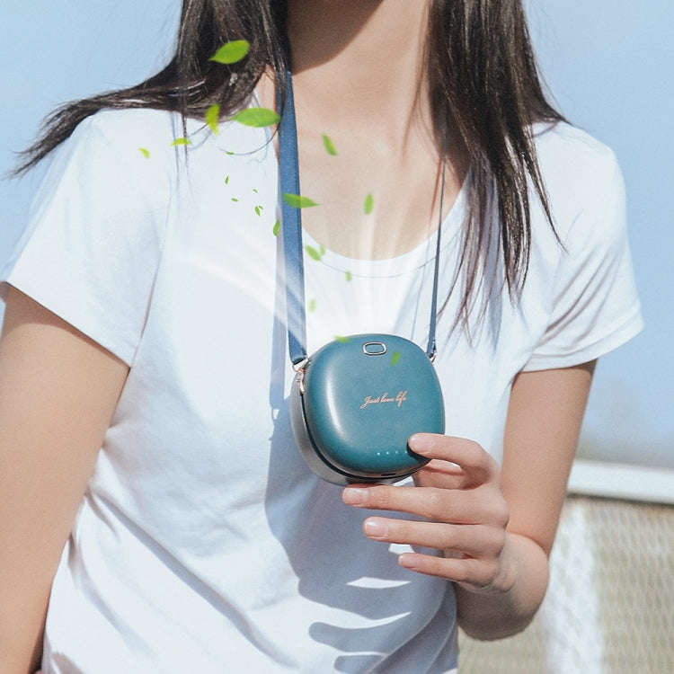 Lazy Hanging Neck Small Fan Usb Rechargeable Mini Portable Leafless Fan, Vintage Green, Cherry Bl...