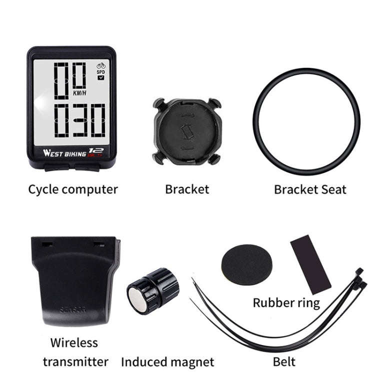 WEST BIKING Mountain Road Bike Wireless Big Character Table Big Screen Waterproof Night Light Spe...