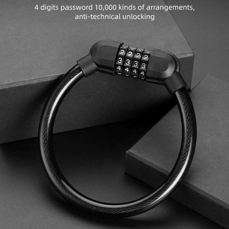 Bicycle Portable Four Password Ring Locks Outdoor Anti-Theft Lock, Anti-Theft Lock(Black)