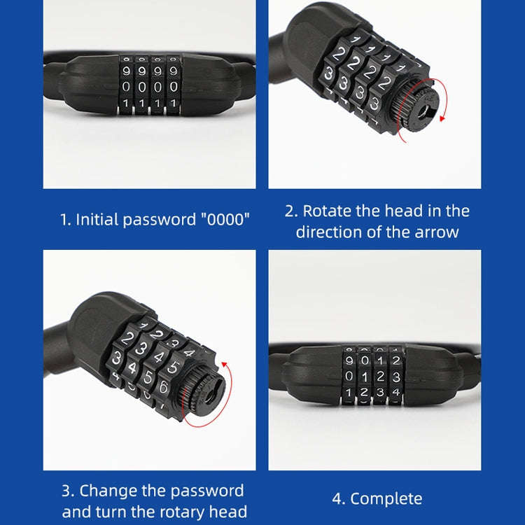 Bicycle Portable Four Password Ring Locks Outdoor Anti-Theft Lock, Anti-Theft Lock(Black)