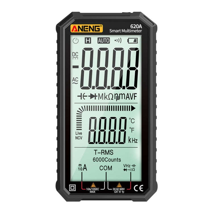 ANENG 620A Full Screen Smart Digital Multimeter, Black, Red