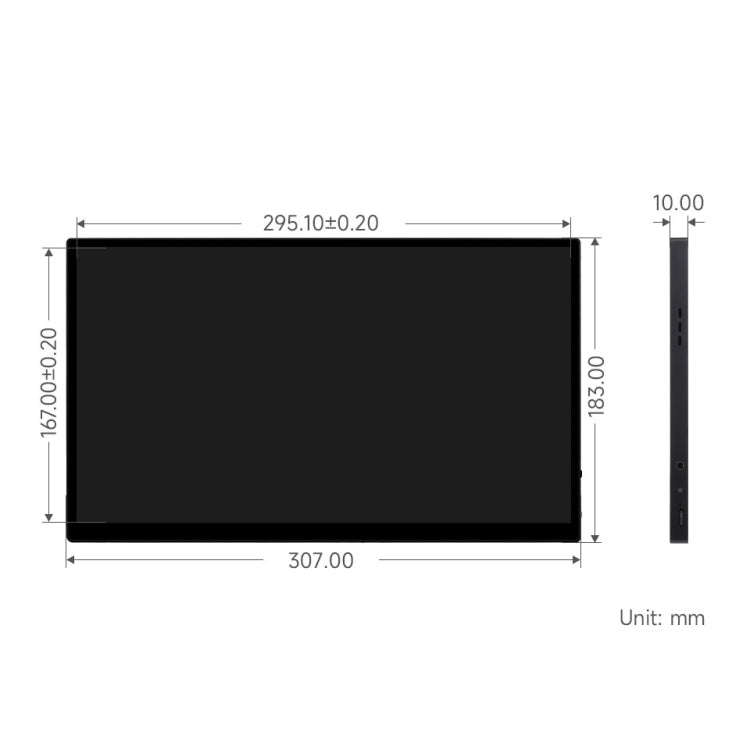 Waveshare 13.3 Inch 2K 2560×1440 HDMI/Type-C Display Interface AMOLED Touch Display, US Plug, EU...