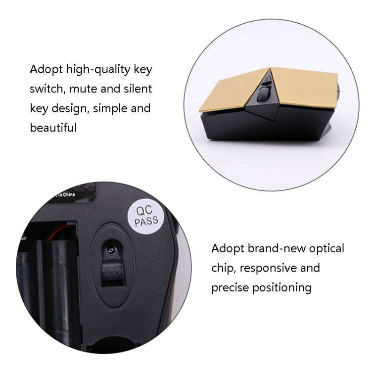 M-189 2.4GHz 6 Keys 2.4G Wireless Cool Game Mouse, Golden, Black