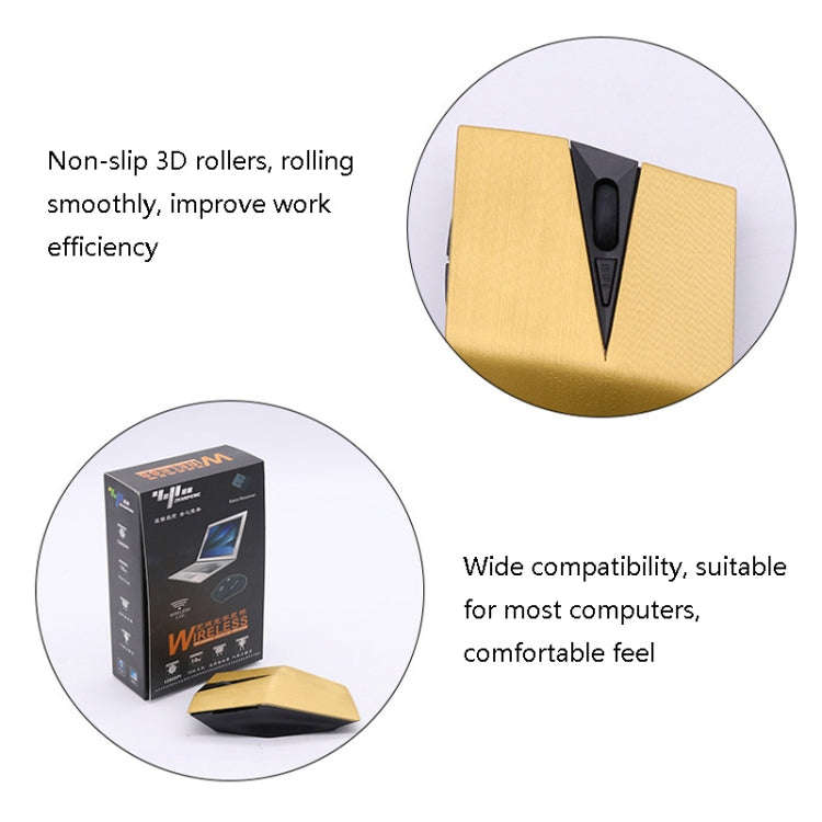 M-189 2.4GHz 6 Keys 2.4G Wireless Cool Game Mouse, Golden, Black