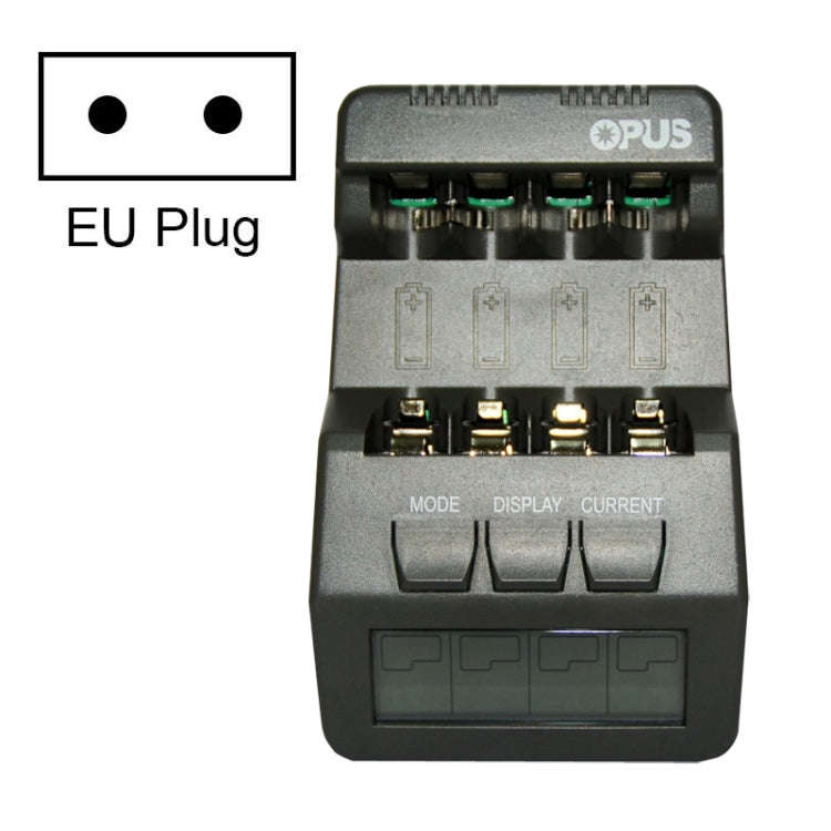 OPUS Smart Battery Charger Multifunctional Measuring Internal Resistance Backlight Charger, EU Pl...