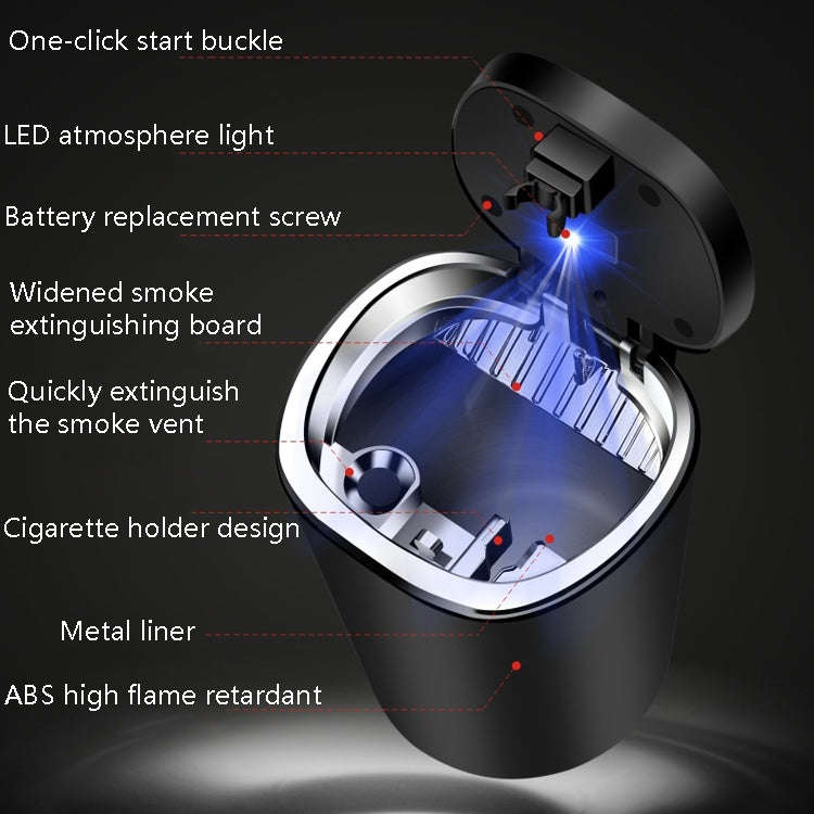 2 PCS  Car Ashtray With Cover Hanging Invisible With LED Light Car Ashtray, 2 PCS Car Ashtray
