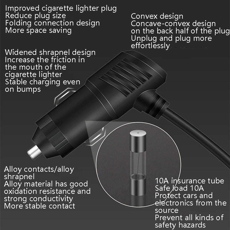 Car Charger Cigarette Lighter 1 In 3 Mobile Phone USB Car Charger, White, Black