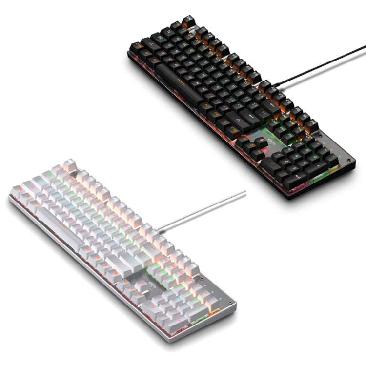104 Keys Green Shaft RGB Luminous Keyboard Computer Game USB Wired Metal Mechanical Keyboard, Cab...