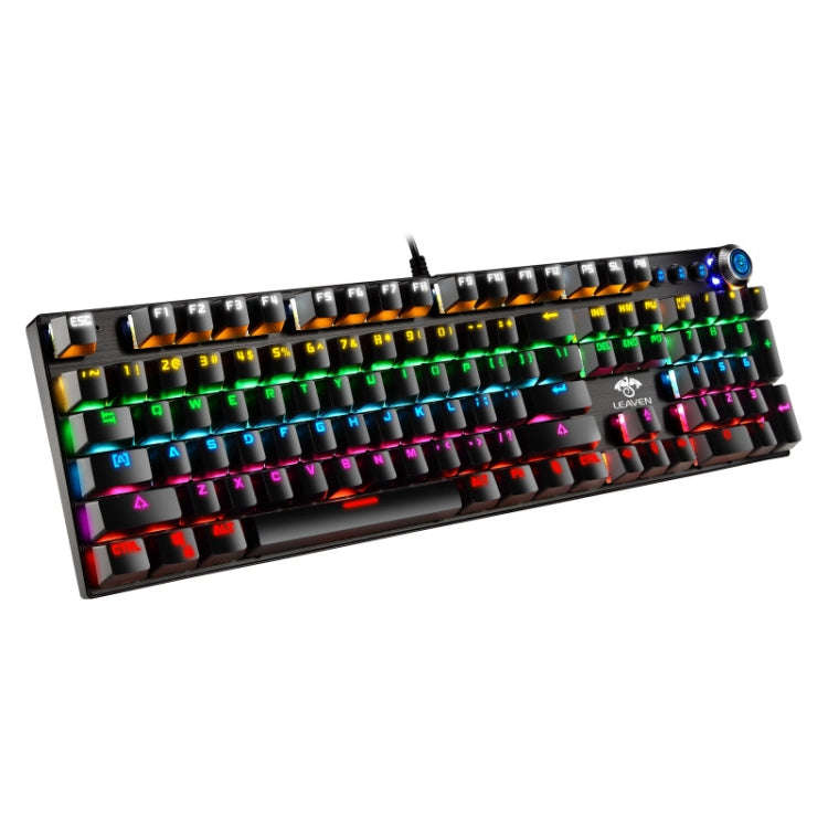 LEAVEN K990 Knob Version 104 Keys Office Computer Game Mechanical Green Axis Wired Keyboard, Cabe...