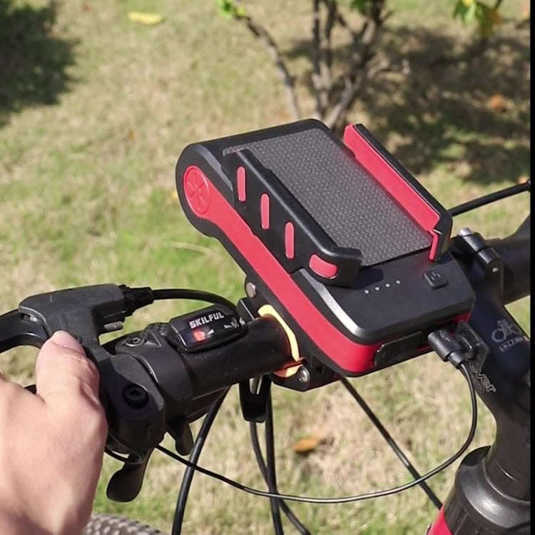 BG-2021 Bicycle Front Light 4 In 1 Mobile Phone Holder Horn Light Mountain Bike Front Light, 2400...