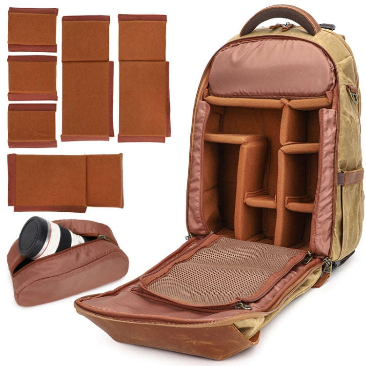 K805 Waterproof Batik Canvas Camera Backpack Outdoor Liner Shoulder Photography Bag, Blue, Khaki,...