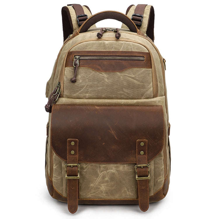 K813 Retro SLR Camera Bag Canvas Shoulder Computer Camera Bag, Blue, Khaki, Soil Yellow, Grey