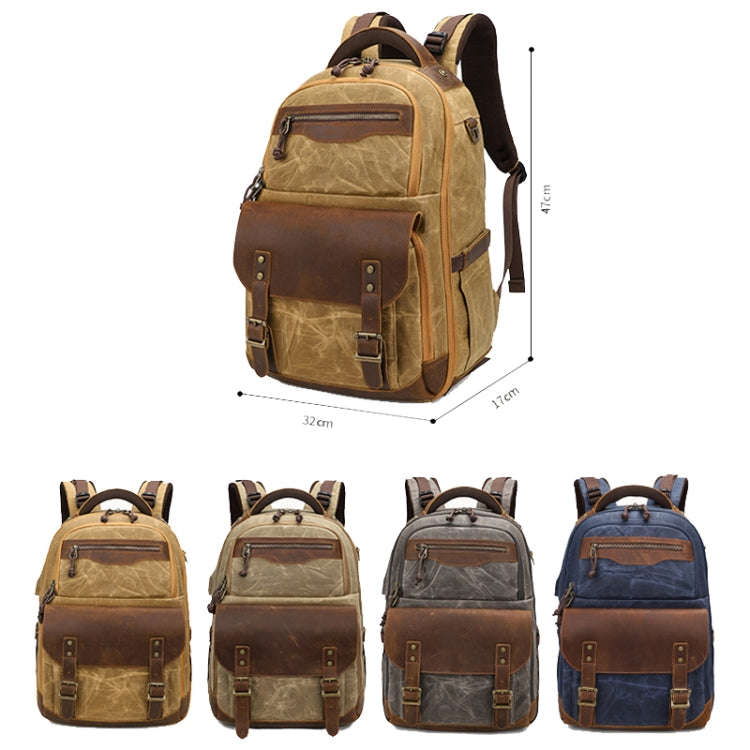 K813 Retro SLR Camera Bag Canvas Shoulder Computer Camera Bag, Blue, Khaki, Soil Yellow, Grey