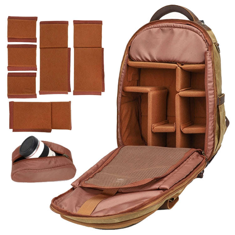 K813 Retro SLR Camera Bag Canvas Shoulder Computer Camera Bag, Blue, Khaki, Soil Yellow, Grey