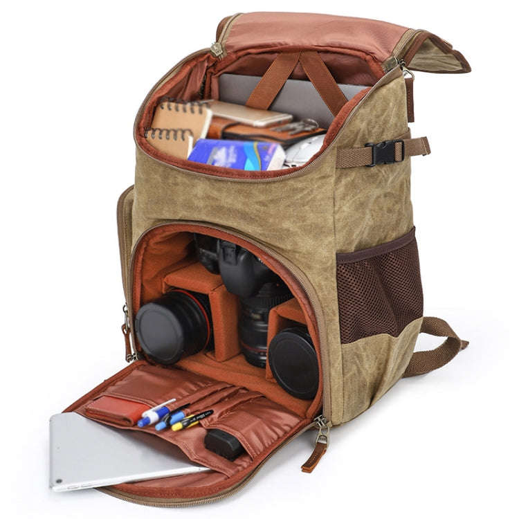 K001-D Leisure Shoulder Camera Bag Waterproof Retro Canvas Camera Storage Backpack, K001-D