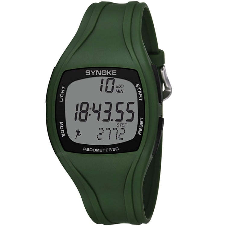 SYNOKE 9105 Multifunctional Sports Time Record Waterproof Pedometer Electronic Watch, Army Green,...