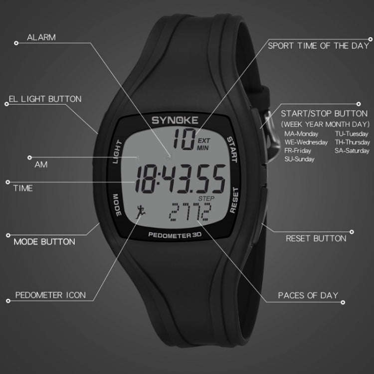 SYNOKE 9105 Multifunctional Sports Time Record Waterproof Pedometer Electronic Watch, Army Green,...