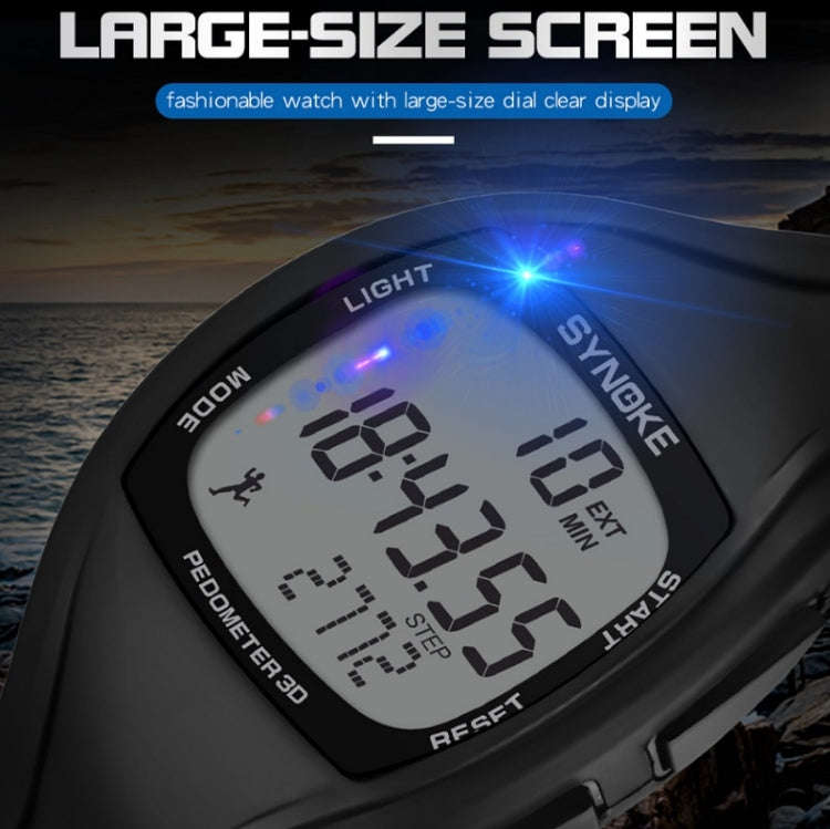 SYNOKE 9105 Multifunctional Sports Time Record Waterproof Pedometer Electronic Watch, Army Green,...