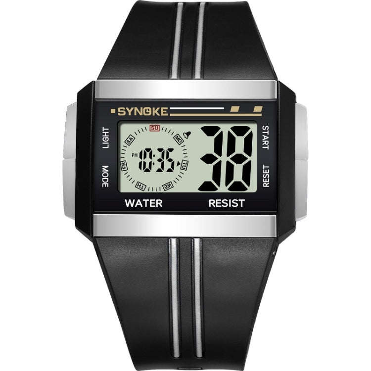 SYNOKE 9222 Men Large Screen Square Multi-Function Waterproof Luminous Electronic Watch, Red, Blu...