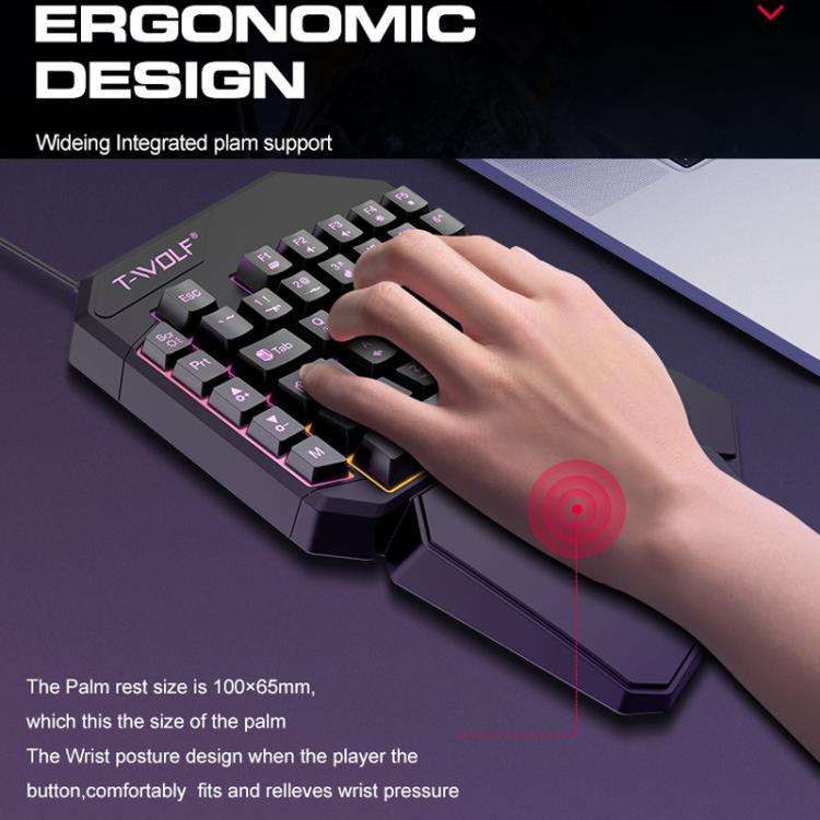 T-WOLF Mobile Gaming One-Handed KeyboardSpecification, T19 Keyboard, TF-900 Set, Keyboard +...
