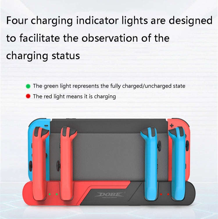 DOBE TNS-0122 4 In 1 Gamepad Charging Dock For Switch OLED, TNS-0122 Red Black, TNS-0122 White Black