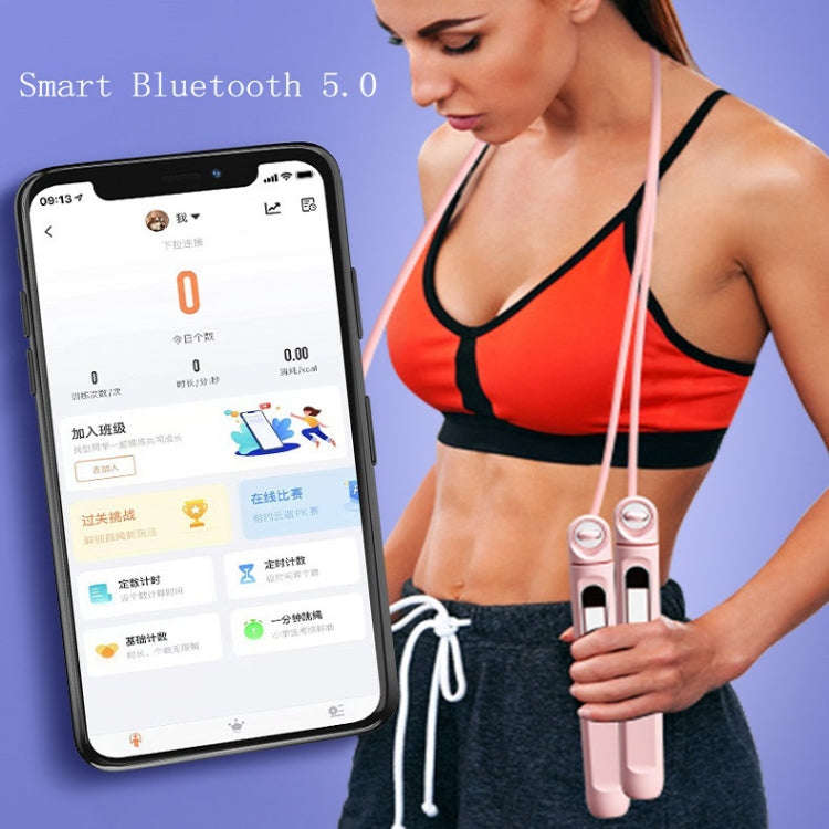 Smart Corded / Cordless Dual-Use Bluetooth APP Counting Skipping Rope, Pink, Gray