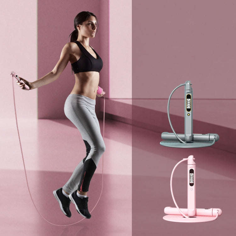 Smart Corded / Cordless Dual-Use Bluetooth APP Counting Skipping Rope, Pink, Gray