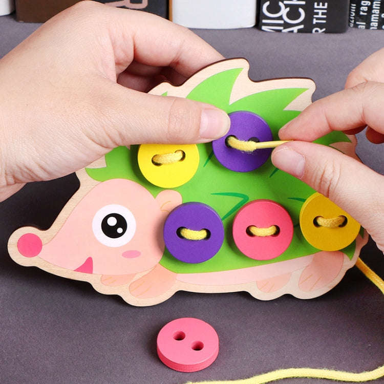 3 PCS Children Puzzle Button Threaded Desk Game Toy, Hedgehog, Skirt