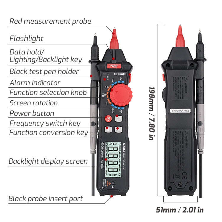 TASI Pen Multimeter Small Portable Intelligent Universal Table, Style:, TA802A Automatic Range, T...