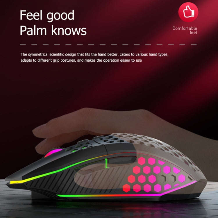 FMOUSE  X801 8 Keys 1600DPI Hollow Luminous Gaming  Office Mouse,Style:, Black Wireless Rechargea...