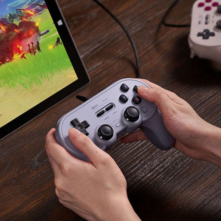 8Bitdo Pro 2 Wired Gamepad For Switch, White, Gray