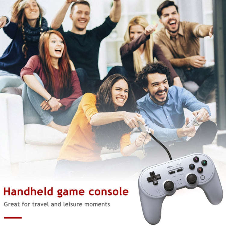 8Bitdo Pro 2 Wired Gamepad For Switch, White, Gray