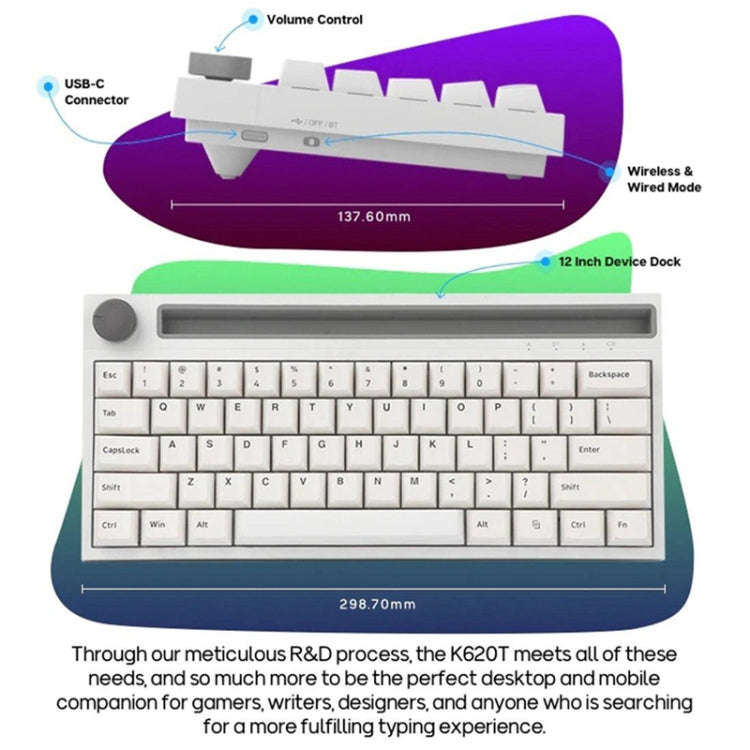Ajazz K620T 62 Keys Bluetooth Wireless Dual Mode Mechanical Keyboard, Style:, Blue Shaft (Black),...