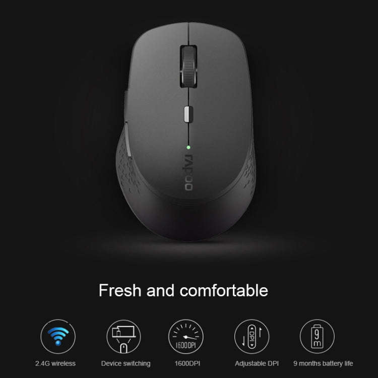 Rapoo M300G 1600DPI 3 Keys Laptop Office Silent Wireless Bluetooth Mouse, Deep Gray, Blue, Light ...