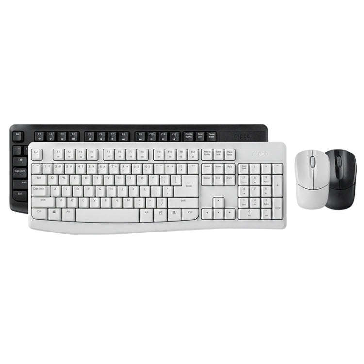 Rapoo X1800PRO 104 Keys Waterproof Multimedia Wireless Keyboard Mouse Set, Black, White