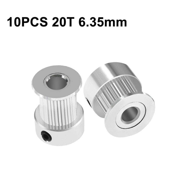 10 PCS GT2 3D Printer Synchronous Wheel Transmission Leather Pulley, 20 Tooth 5mm, 20 Tooth 6.35m...