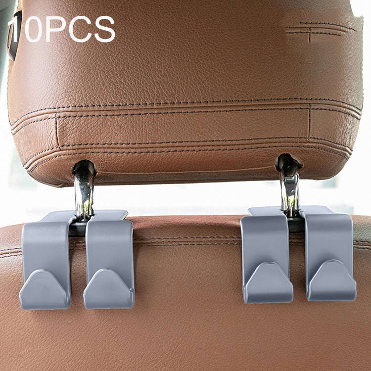 10PCS A-3 Car Hidden Seat Back Hook Multifunctional Rear Phone Holder Hook, Gray With Storage Box