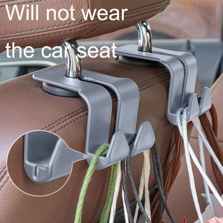 10PCS A-3 Car Hidden Seat Back Hook Multifunctional Rear Phone Holder Hook, Gray With Storage Box