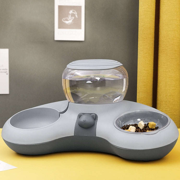 Automatic Drinking Water Feed Double Bowl Anti-overturning Dog Basin, Gray, Pink, Green, Gray+Pla...