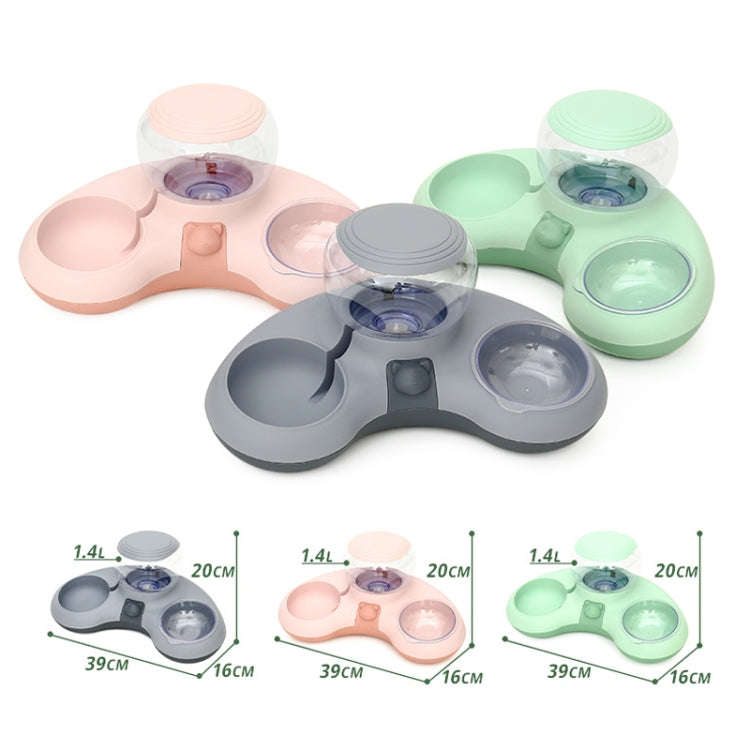 Automatic Drinking Water Feed Double Bowl Anti-overturning Dog Basin, Gray, Pink, Green, Gray+Pla...