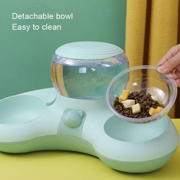 Automatic Drinking Water Feed Double Bowl Anti-overturning Dog Basin, Gray, Pink, Green, Gray+Pla...