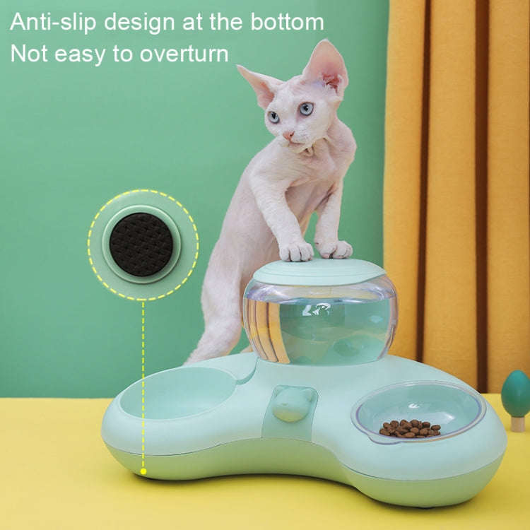Automatic Drinking Water Feed Double Bowl Anti-overturning Dog Basin, Gray, Pink, Green, Gray+Pla...