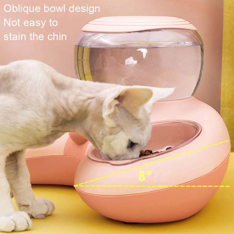 Automatic Drinking Water Feed Double Bowl Anti-overturning Dog Basin, Gray, Pink, Green, Gray+Pla...