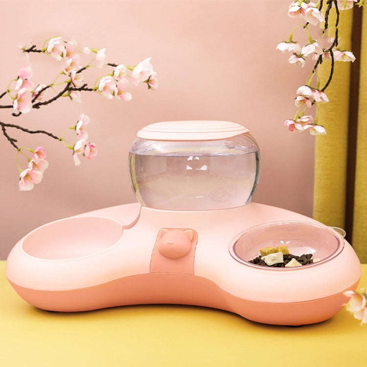 Automatic Drinking Water Feed Double Bowl Anti-overturning Dog Basin, Gray, Pink, Green, Gray+Pla...
