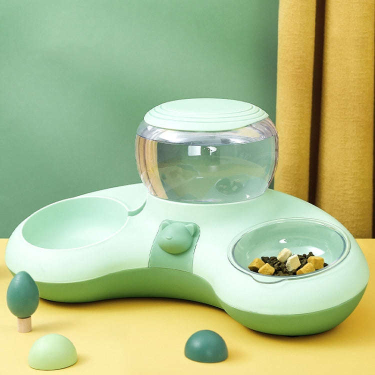 Automatic Drinking Water Feed Double Bowl Anti-overturning Dog Basin, Gray, Pink, Green, Gray+Pla...