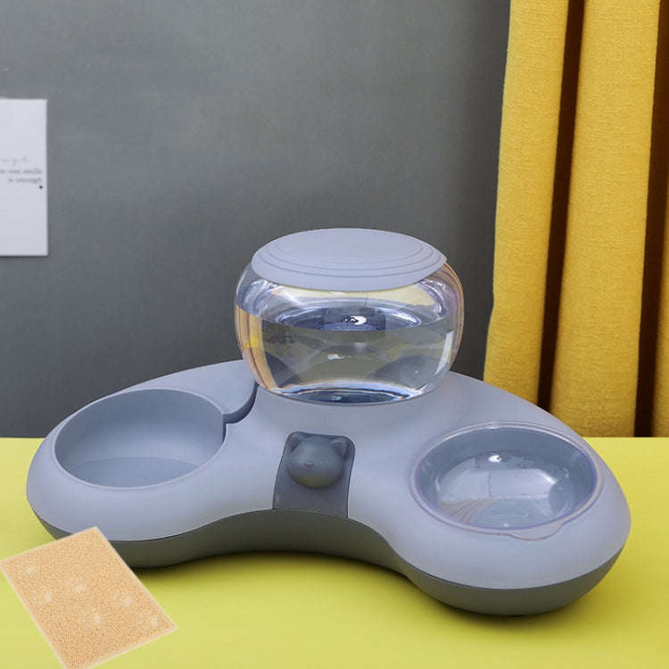 Automatic Drinking Water Feed Double Bowl Anti-overturning Dog Basin, Gray, Pink, Green, Gray+Pla...