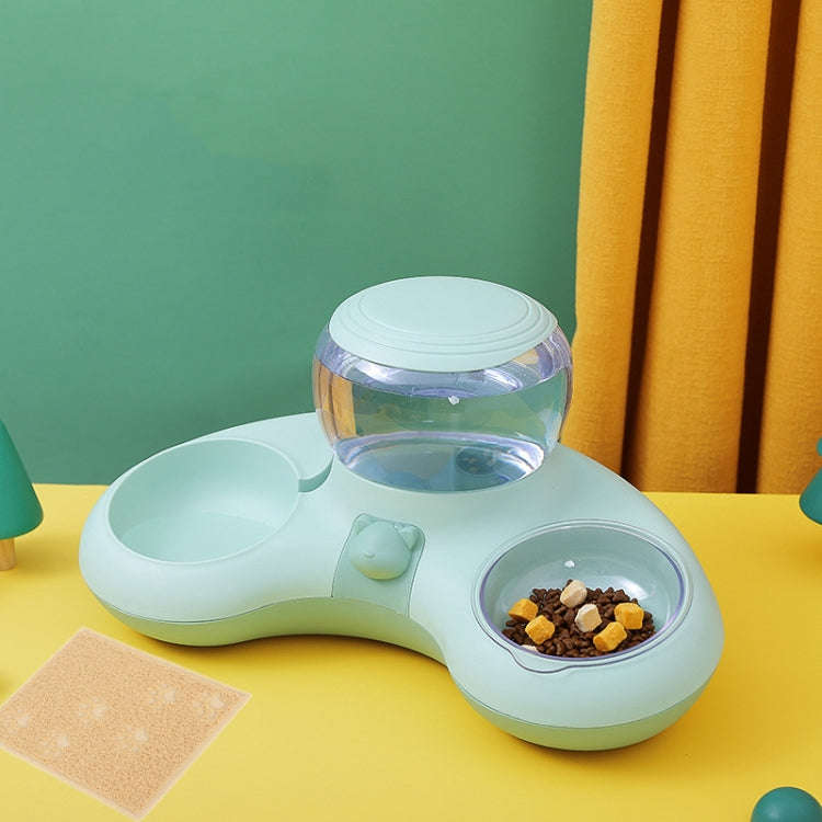 Automatic Drinking Water Feed Double Bowl Anti-overturning Dog Basin, Gray, Pink, Green, Gray+Pla...