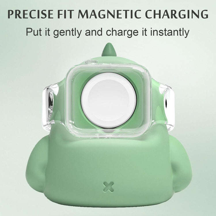 2 PCS H003 Cute Dinosaur Shaped Silicone Charging Stand without Watch For Apple Watch, White, Pin...